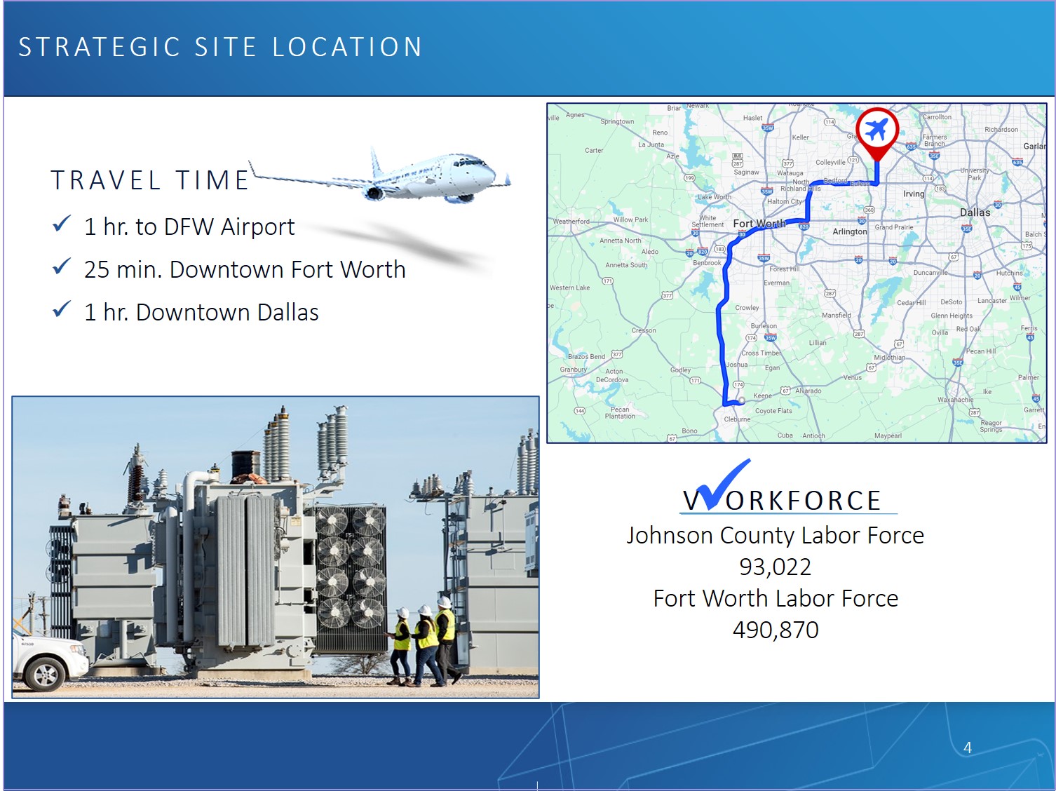 Industrial Data Center Land 30 minutes from airport with large workforce.